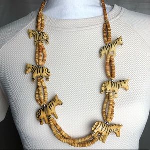 Zebra statement necklace.